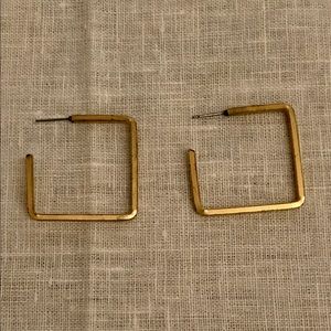Gold square earrings